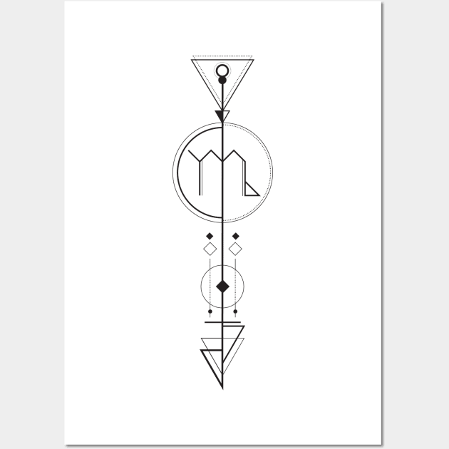 Scorpio Arrow - Geometric Astrology Wall Art by alcateiaart